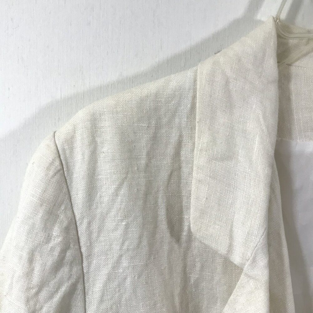 Vintage Linen Blazer with Pockets Ivory Sz 10 - Picture 4 of 13